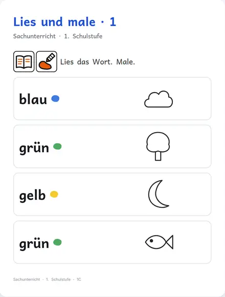 Beispiel: Deutschblatt 1. Klasse