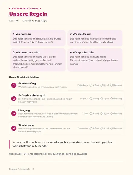 Beispiel: Klassenregeln