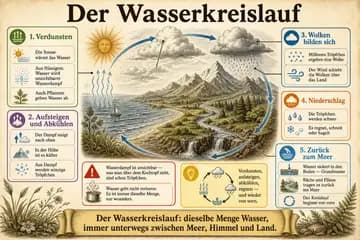Der Wasserkreislauf im Stil Botanical Vintage