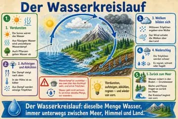 Der Wasserkreislauf im Stil Gouache