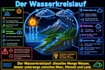 Der Wasserkreislauf im Stil Neon / Cyber