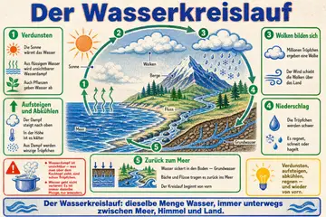 Der Wasserkreislauf im Stil Risograph