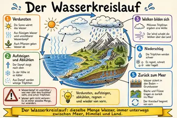 Der Wasserkreislauf im Stil Sketchnote