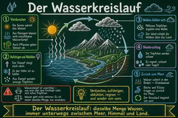 Der Wasserkreislauf im Stil Kreidetafel